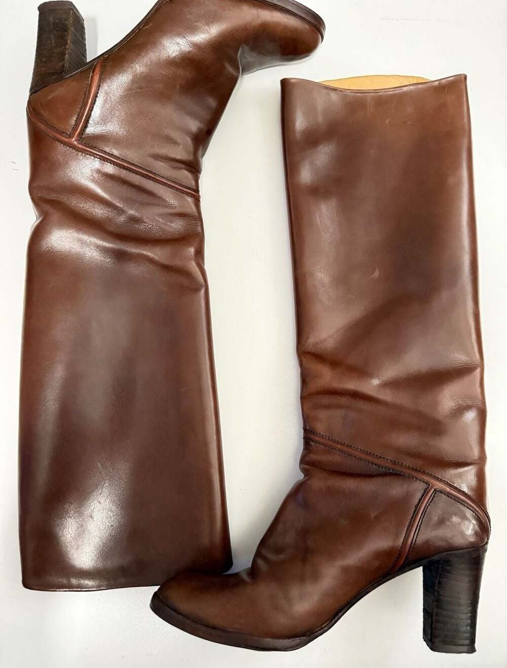 Caster Vintage Brown Leather Knee-High Boots